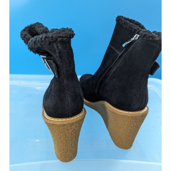 Franco Sarto NWOT‎ Ulayna Women’s Suede Faux Fur Lined Wedge Boots Size 9 - Picture 7 of 10